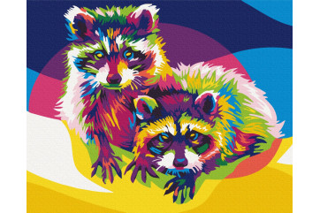 Mal efter tal - Rainbow raccoons - dyr