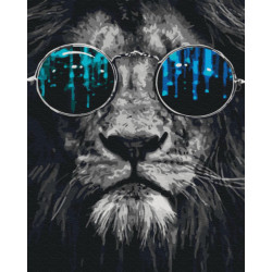 Mal efter tal - Lion in sunglasses - dyr