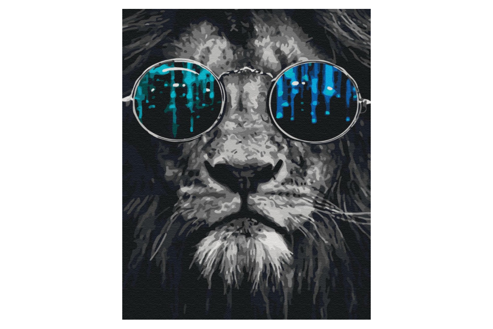 Mal efter tal - Lion in sunglasses - dyr