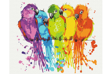 Mal efter tal - Colorful parrots - dyr