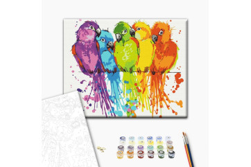 Mal efter tal - Colorful parrots