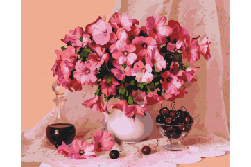 Mal efter tal - Flowering and cherry - blomster