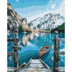 Mal efter tal - Boat by lake Braies - landskaber
