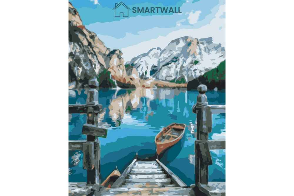 Mal efter tal - Boat by lake Braies - landskaber
