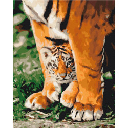 Mal efter tal - Tiger cub in mighty paws - dyr