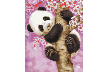 Mal efter tal - Panda on sakura - dyr