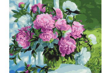 Mal efter tal - Bouquet of peonies in the garden - blomster