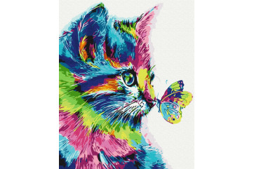 Mal efter tal - Cat in paint - dyr