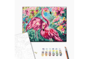 Mal efter tal - Floral flamingos