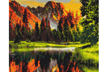 Mal efter tal - Sunset in the mountain valley - landskaber