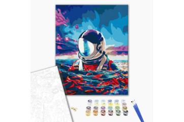 Mal efter tal - Astronaut and fish