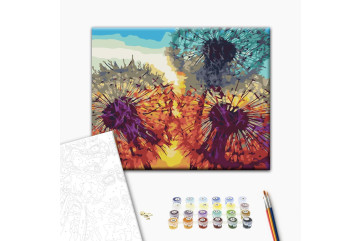 Mal efter tal - Dandelions at sunset