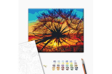 Mal efter tal - Dandelion at summer sunset