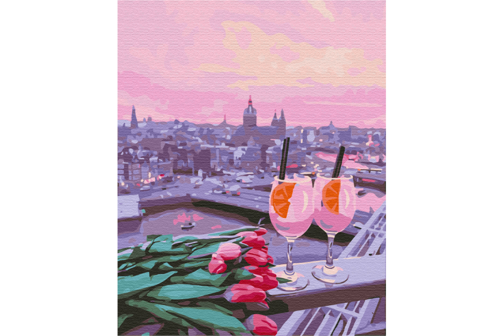 Mal efter tal - View of the pink sunset - landskaber