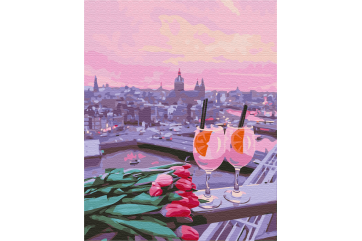 Mal efter tal - View of the pink sunset - landskaber