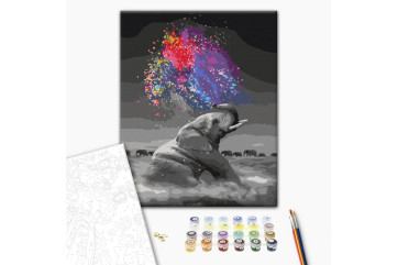 Mal efter tal - Elephant with bright colors
