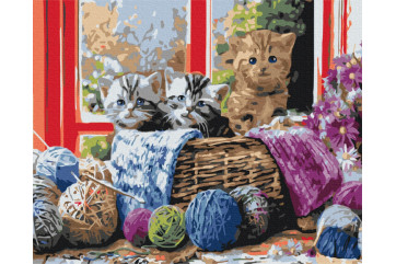 Mal efter tal - Kittens in a basket - dyr