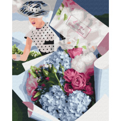 Mal efter tal - Bouquet for retro lady - blomster