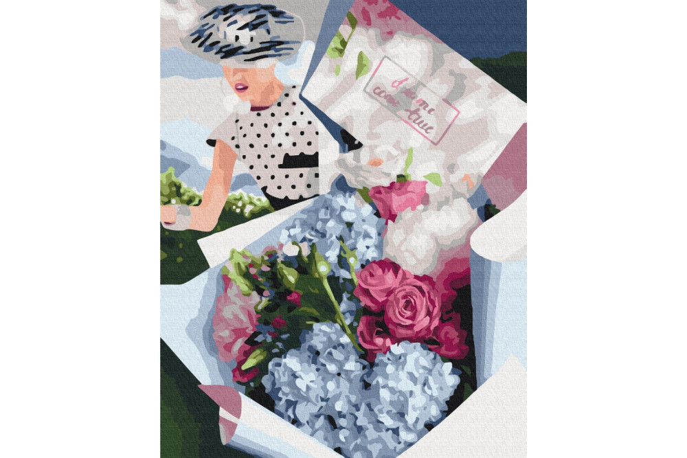 Mal efter tal - Bouquet for retro lady - blomster