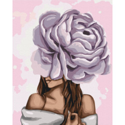 Mal efter tal - Lady with a purple peony - blomster