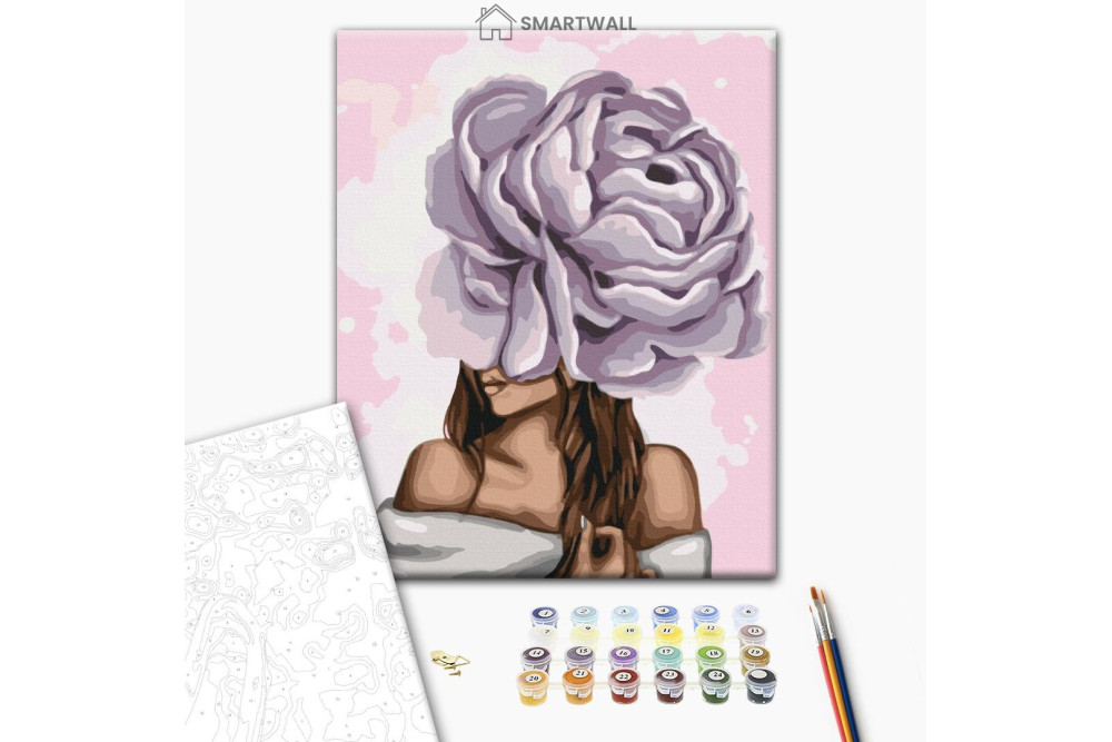 Mal efter tal - Lady with a purple peony