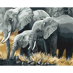 Mal efter tal - Elephant family - dyr