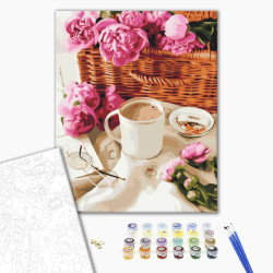 Mal efter tal - Peonies in a basket