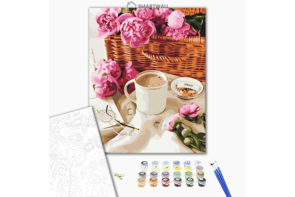 Mal efter tal - Peonies in a basket