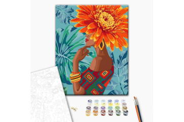 Mal efter tal - Girl - tropical flower