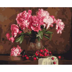 Mal efter tal - Peonies and cherries - blomster