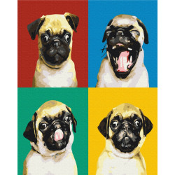 Mal efter tal - Collage with a pug - dyr