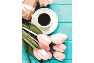 Mal efter tal - Tulips for coffee - blomster