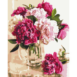 Mal efter tal - Delicate peonies in a glass vase - blomster