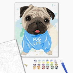 Mal efter tal - Bright pug