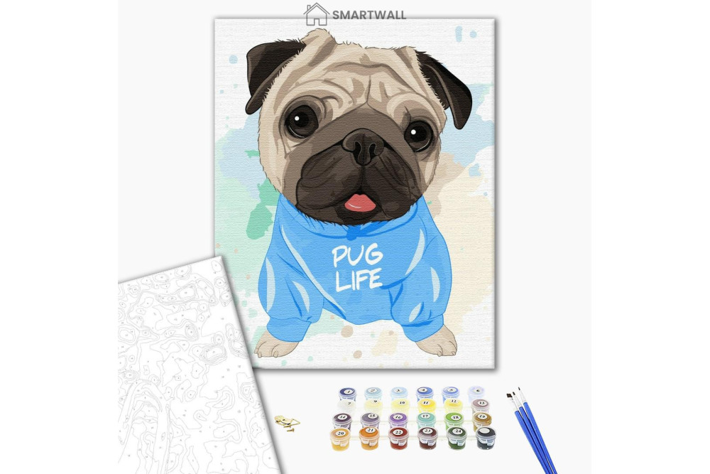 Mal efter tal - Bright pug