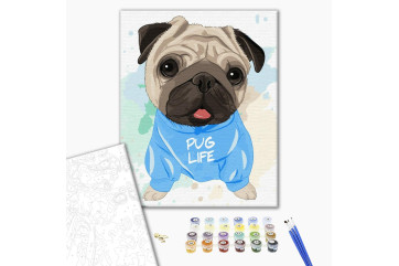 Mal efter tal - Bright pug
