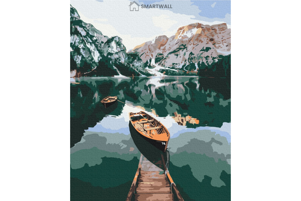 Mal efter tal - Boat on mirror lake - landskaber