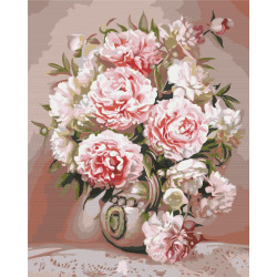 Mal efter tal - Vase with peonies - blomster