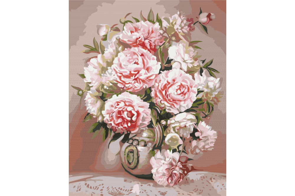 Mal efter tal - Vase with peonies - blomster