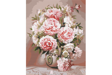 Mal efter tal - Vase with peonies - blomster