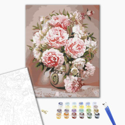 Mal efter tal - Vase with peonies