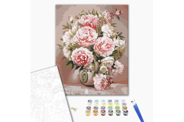 Mal efter tal - Vase with peonies