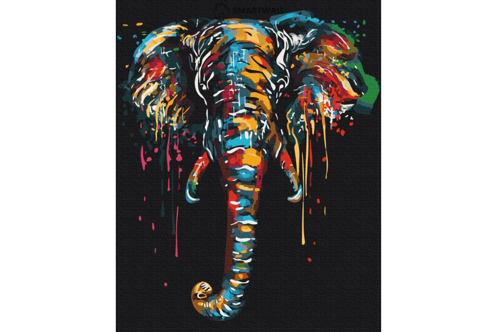 Mal efter tal - Elephant in paints - dyr