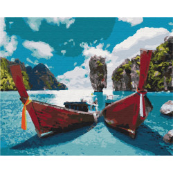 Mal efter tal - Boats in the lagoon - landskaber