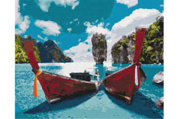 Mal efter tal - Boats in the lagoon - landskaber