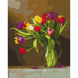 Mal efter tal - Colored tulips - blomster