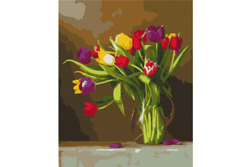 Mal efter tal - Colored tulips - blomster