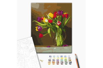 Mal efter tal - Colored tulips