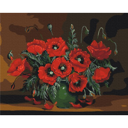 Mal efter tal - Still life with poppies - blomster