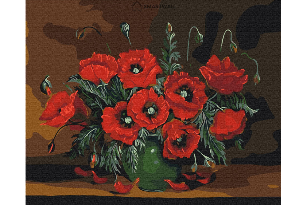 Mal efter tal - Still life with poppies - blomster